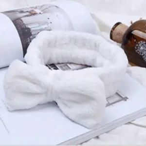 Soft & Fluffy Headband With Bow - White